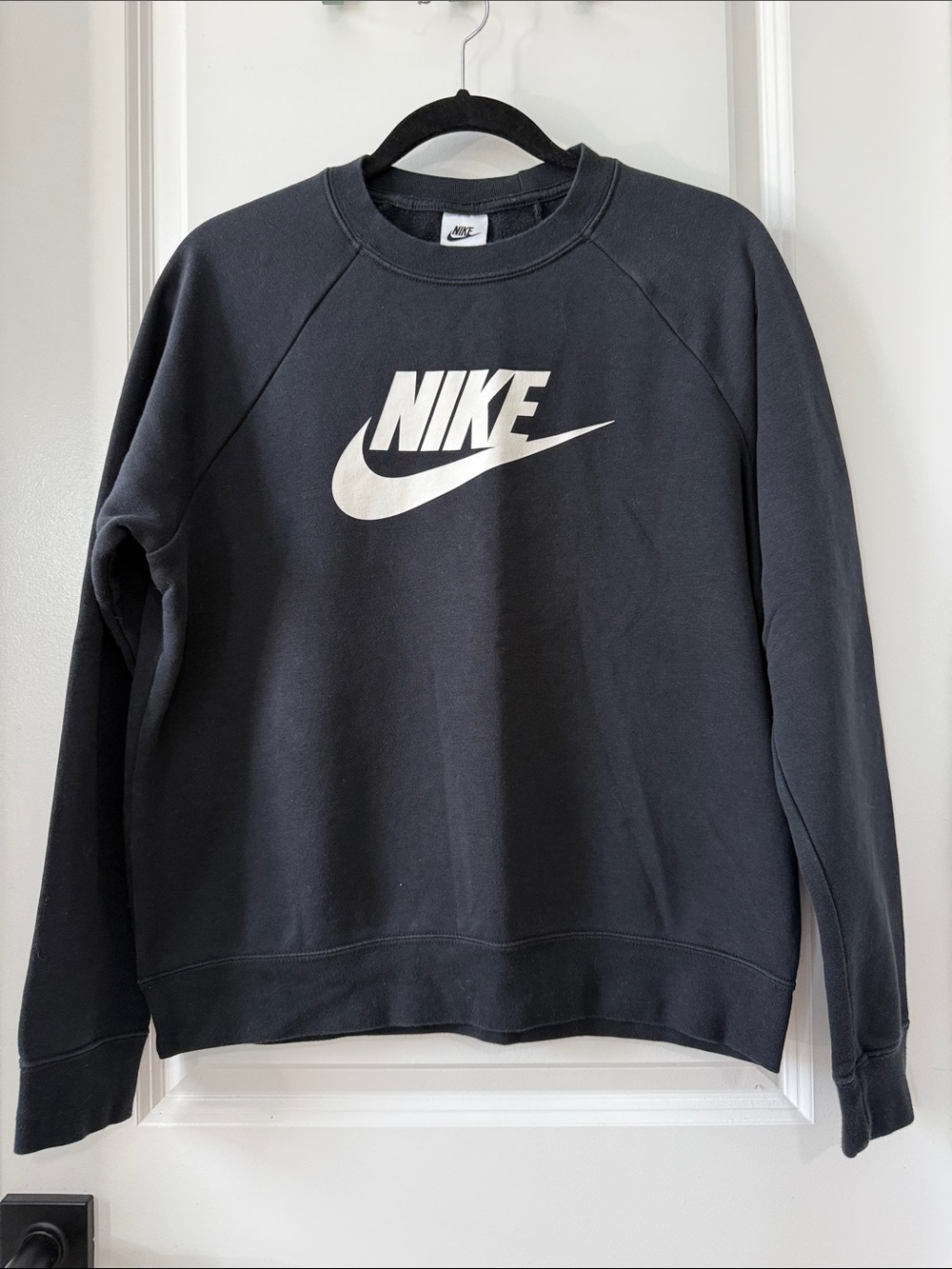 Nike Fleece Black Sweatshirt with White Swoosh Logo